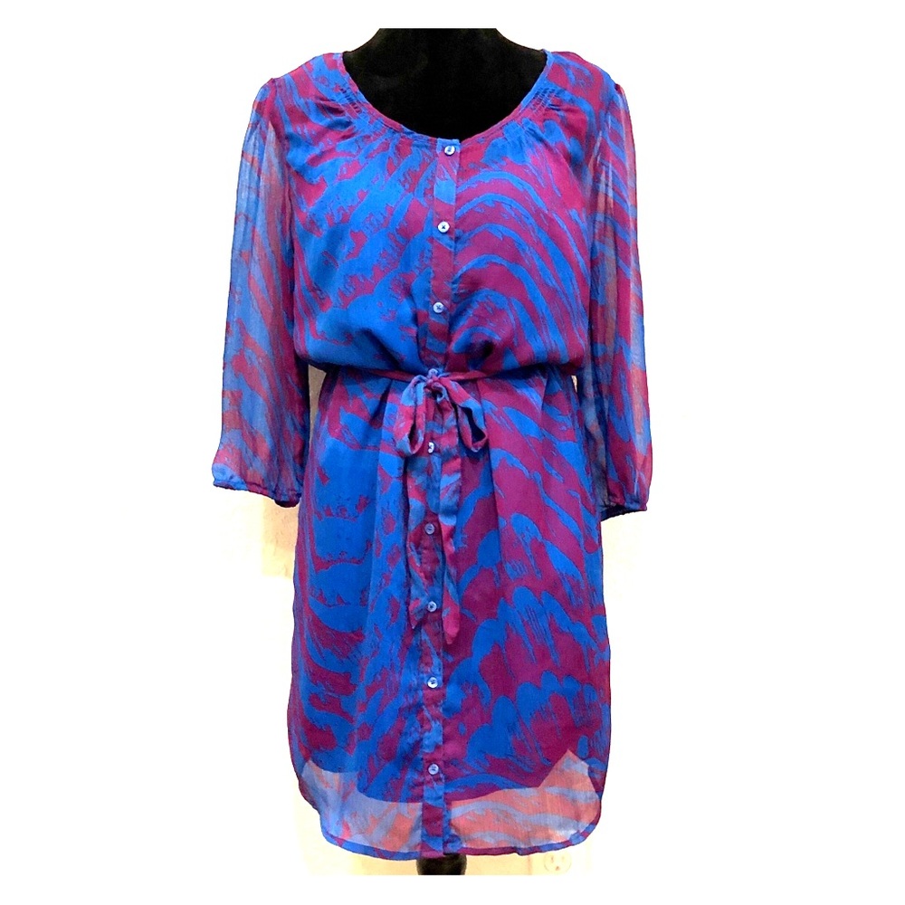 Blue and Pink Sheer Dress - M